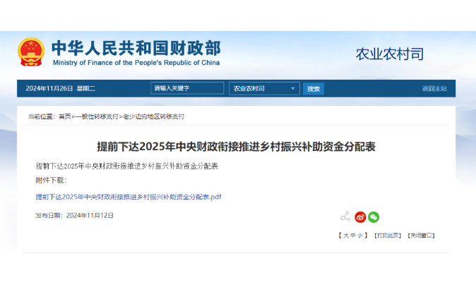 1593億元！財(cái)政部提前下達(dá)2025年鄉(xiāng)村振興補(bǔ)助資金，15個(gè)申報(bào)重點(diǎn)匯總